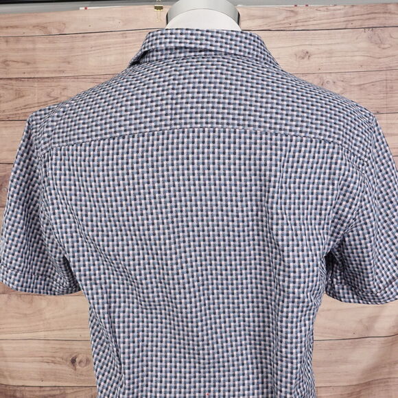 JOHN VARVATOS USA SHORT SLEEVE CHECK BUTTON DOWN SHIRT MENS SIZE L LARGE EUC - Picture 6 of 8